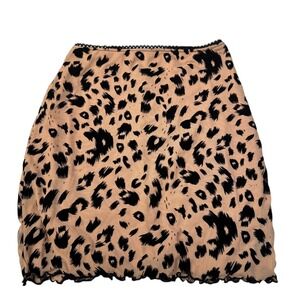Windsor Leopard Print Mini Skirt Mesh Lined Black Trim‎ Sexy Small 287
